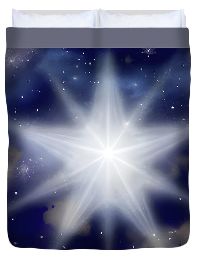Ai Duvet Cover featuring the digital art Beautiful Star of Bethlehem by Cindy's Creative Corner