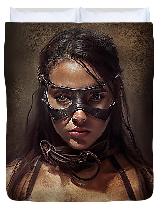 Beauty Duvet Cover featuring the digital art Beauty in Leather No.6 by My Head Cinema