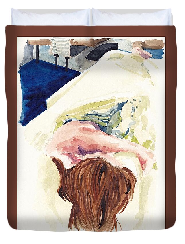 Woman Duvet Cover featuring the painting Beauty Sleep by George Cret