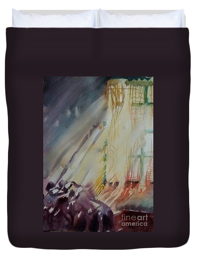 Bedroom Morning Sun Duvet Cover featuring the painting Bedroom Morning Sun by James McCormack