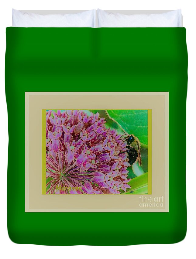 Bumble Duvet Cover featuring the photograph Bee on Edge by Shirley Moravec