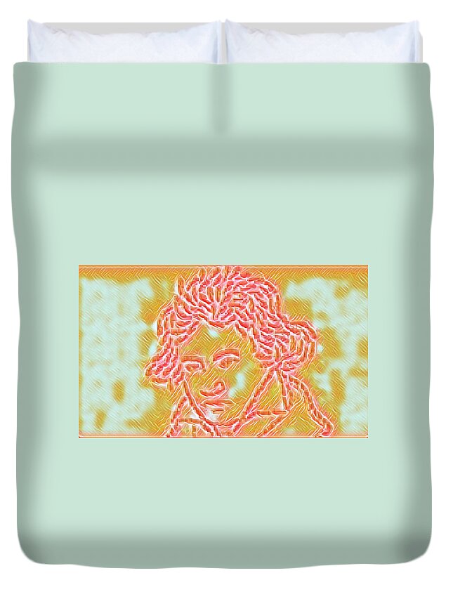 Duvet Cover featuring the mixed media Beethoven Alabama by Bencasso Barnesquiat