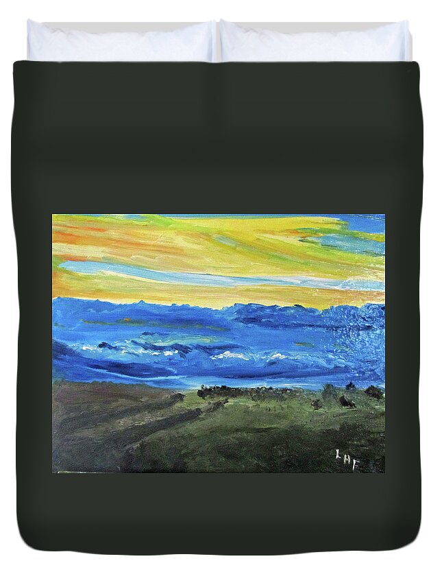 Landscape Duvet Cover featuring the painting Before the Rain by Linda Feinberg