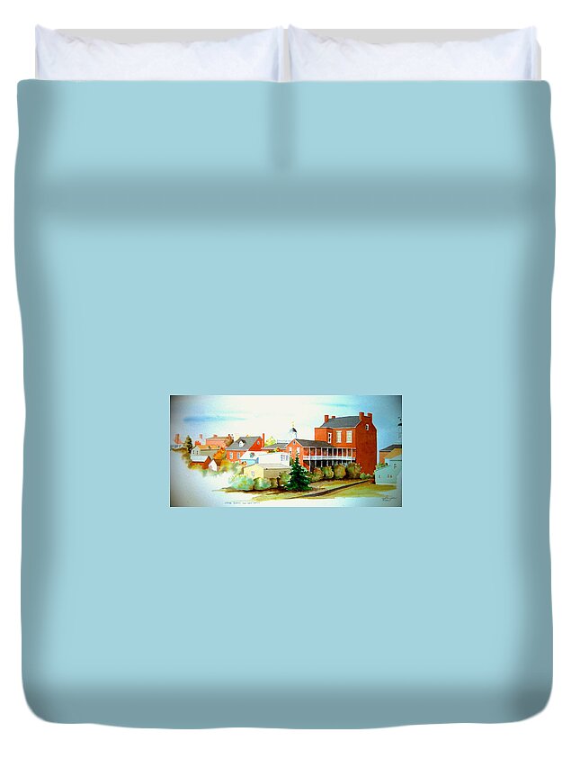 Watercolor Duvet Cover featuring the painting Behind Old New Castle by William Renzulli