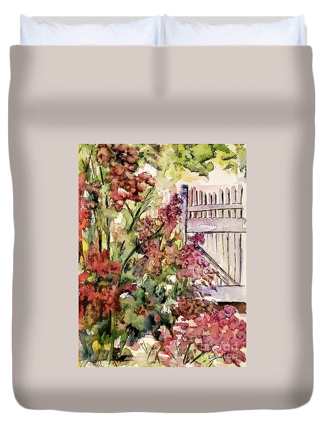 Flowers Duvet Cover featuring the painting Behind the gate by Eileen Kelly