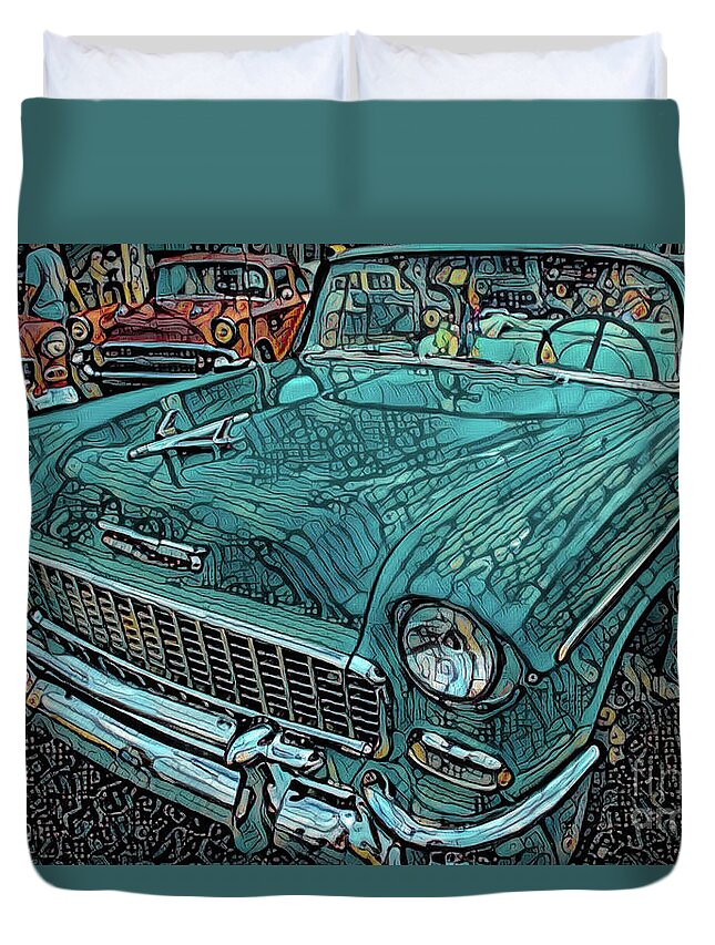 1955 Chevrolet Duvet Cover featuring the photograph Bel Air by Diana Mary Sharpton
