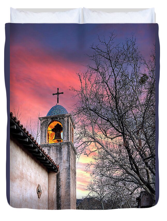 Tlaquepaque Duvet Cover featuring the photograph Bell Tower at Tlaquepaque by Al Judge