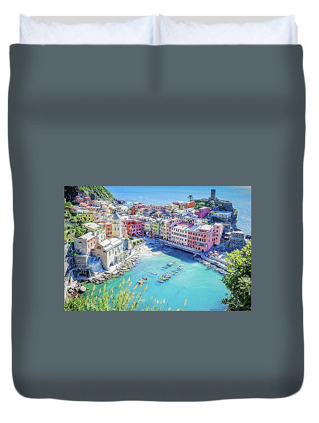 Italy Duvet Cover featuring the photograph Bella Vernazza by Marla Brown