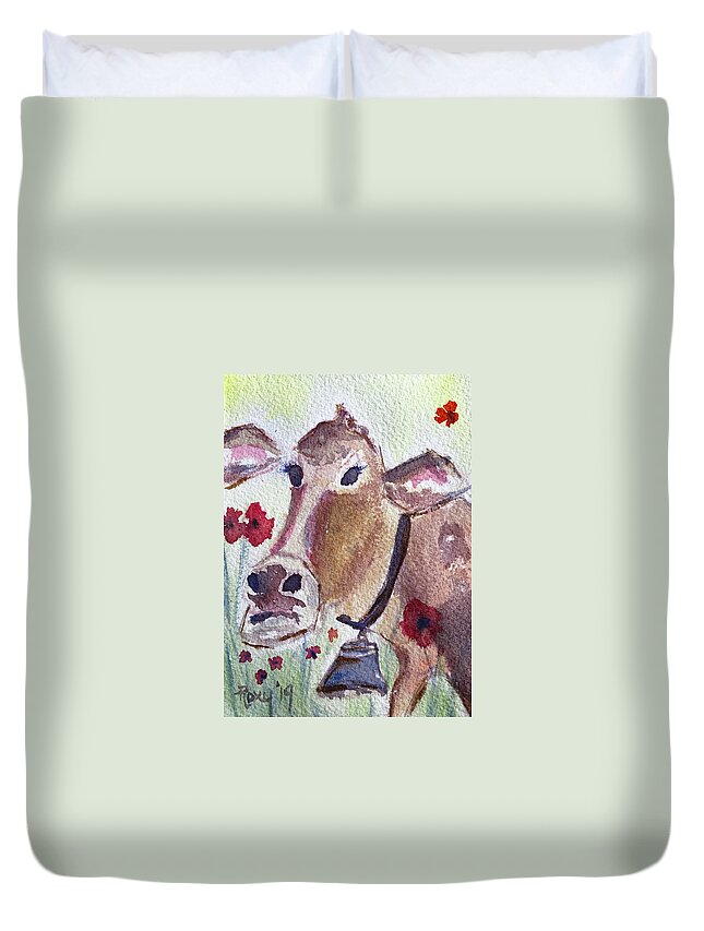 Watercolor Duvet Cover featuring the painting Belle by Roxy Rich