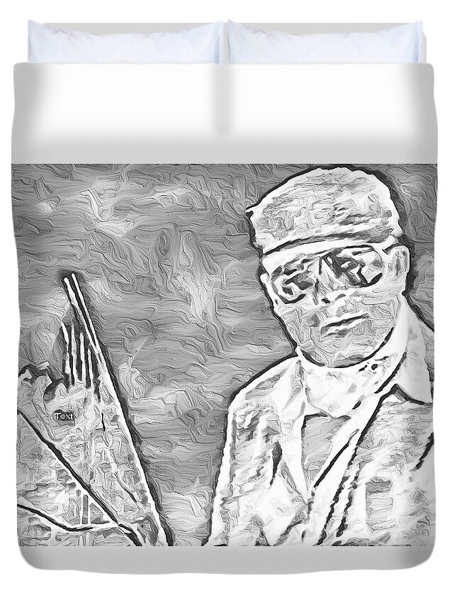 Bencasso And His Shades Duvet Cover featuring the mixed media Bencasso and his Shades by Bencasso Barnesquiat