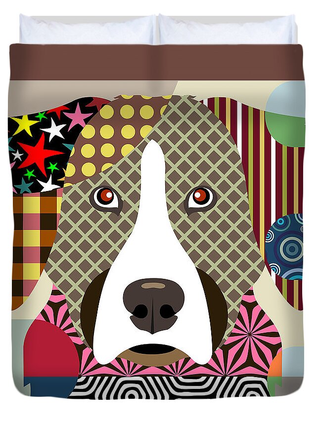  Bernese Mountain Dog Duvet Cover featuring the digital art Bernese Mountain Dog by Lanre Studio