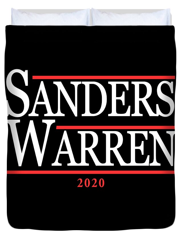 Funny Duvet Cover featuring the digital art Bernie Sanders Elizabeth Warren 2020 by Flippin Sweet Gear