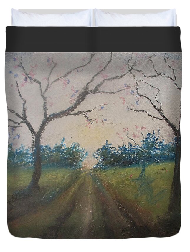 Fate Duvet Cover featuring the painting Berry Road by Jen Shearer