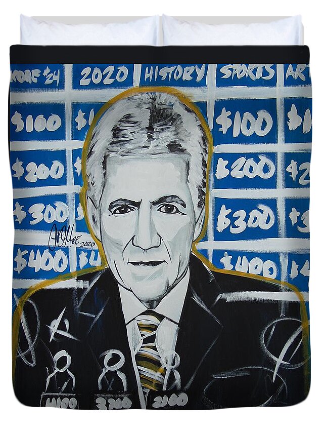 Jeopardy Duvet Cover featuring the painting Best Host Ever by Antonio Moore