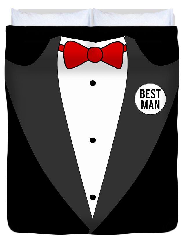 Funny Duvet Cover featuring the digital art Best Man Tuxedo by Flippin Sweet Gear