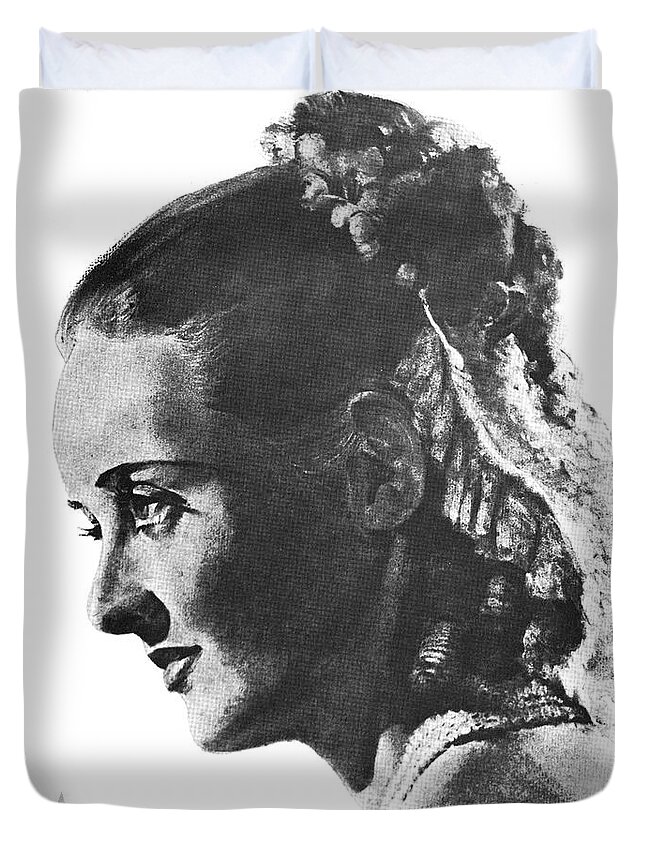 Bette Duvet Cover featuring the drawing Bette Davis 1938 by Stars on Art