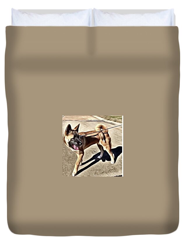 Akita Pup Duvet Cover featuring the photograph Betty by Ruben Carrillo