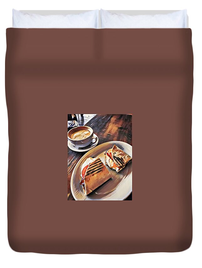  Duvet Cover featuring the photograph Beverly MA Atomic Cafe food by Adam Green