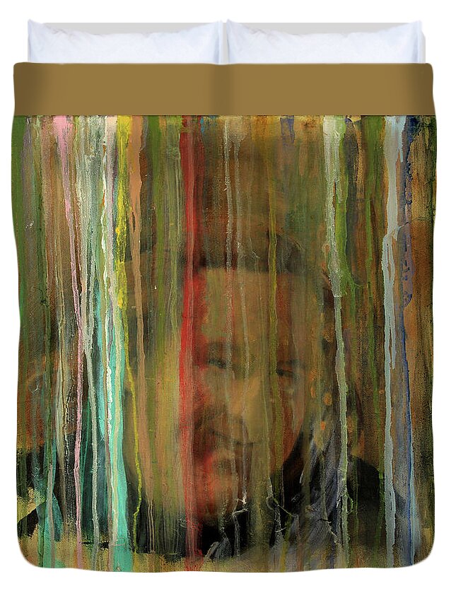Steve Duvet Cover featuring the painting Beyond the Veil of Tears by David Zimmerman