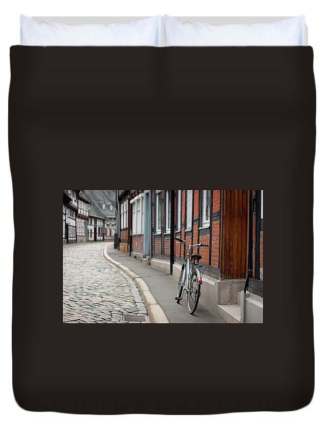 Germany Duvet Cover featuring the photograph Bicycle in Goslar by Naomi Maya