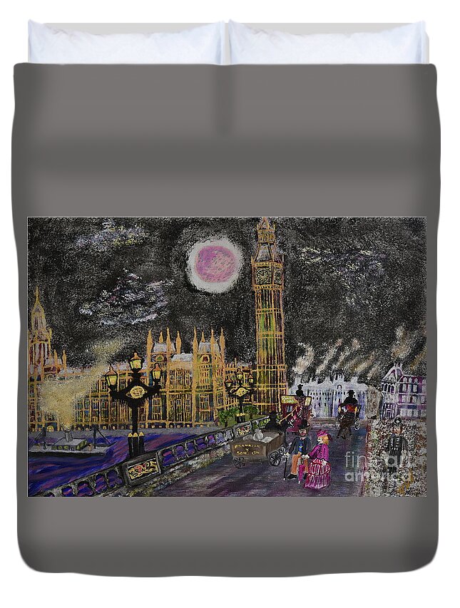 Big Ben Duvet Cover featuring the painting Big Ben 1885 by David Westwood
