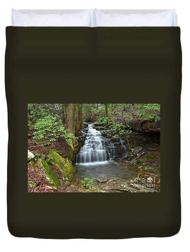 Big Branch Falls Duvet Cover featuring the photograph Big Branch Falls 1 by Phil Perkins