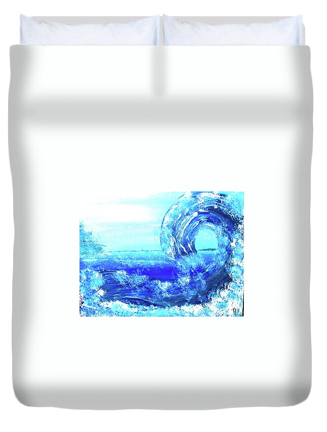 Blue Duvet Cover featuring the painting Big Bue Wave 2 by Anna Adams