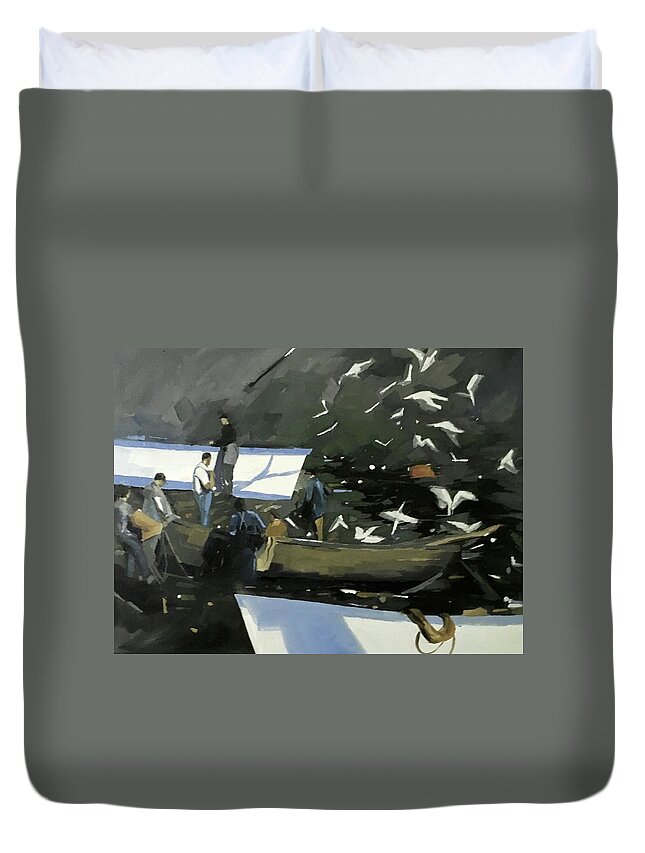 Big Catch Duvet Cover featuring the painting Big Catch by Chris Gholson