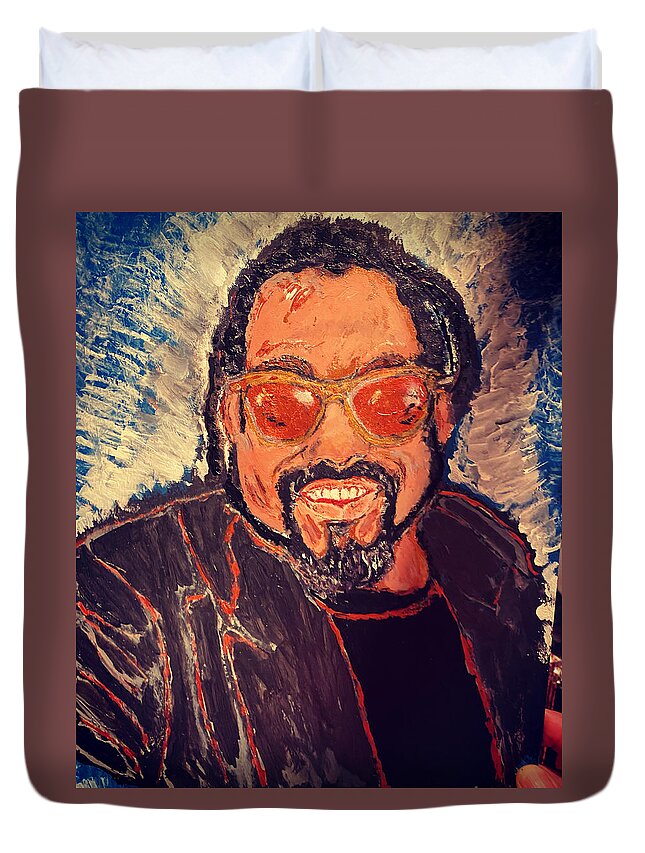 Bajan Man Duvet Cover featuring the painting Bajan King by Melody Fowler