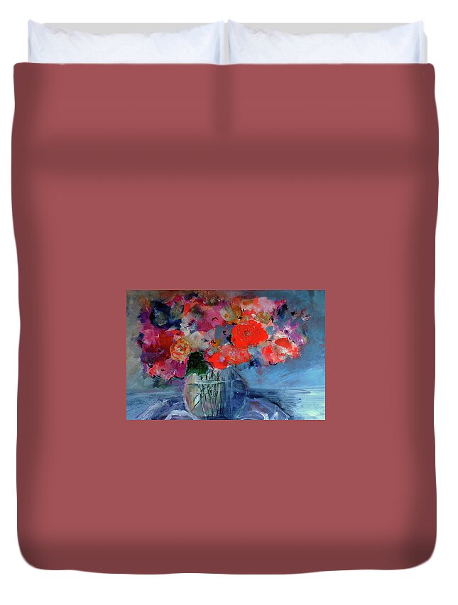 Big Duvet Cover featuring the digital art Big Fat Beautiful Bouquet Abstract by Lisa Kaiser