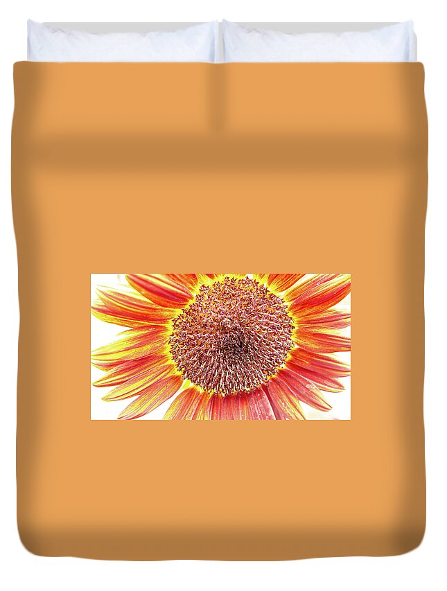 Red Duvet Cover featuring the photograph Big Red and Yellow Flower by David Morehead