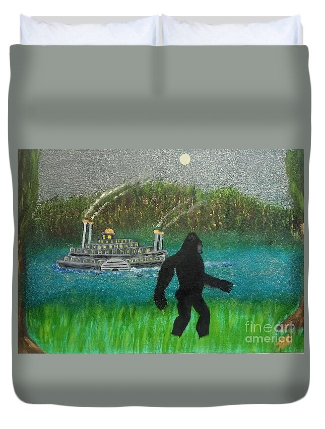 Bigfoot Duvet Cover featuring the painting Big Foot by David Westwood