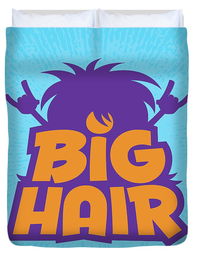 Metal Duvet Cover featuring the digital art Big Hair Band Logo by John Schwegel