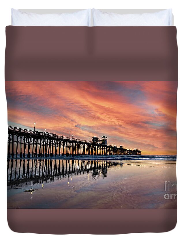 Beach Duvet Cover featuring the photograph Big Reflections at Low Tide by David Levin