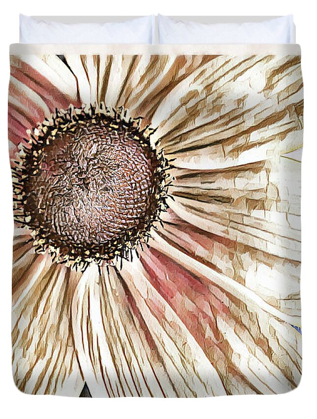 Sunflower Duvet Cover featuring the digital art Big Sunflower by Alison Frank