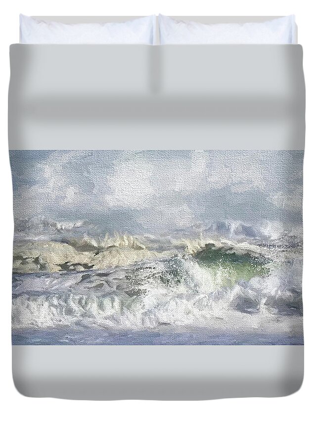 Ocean Duvet Cover featuring the photograph Big Surf by Karen Lynch