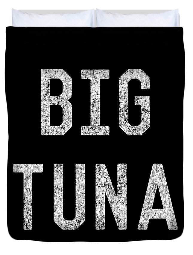 Funny Duvet Cover featuring the digital art Big Tuna Retro by Flippin Sweet Gear