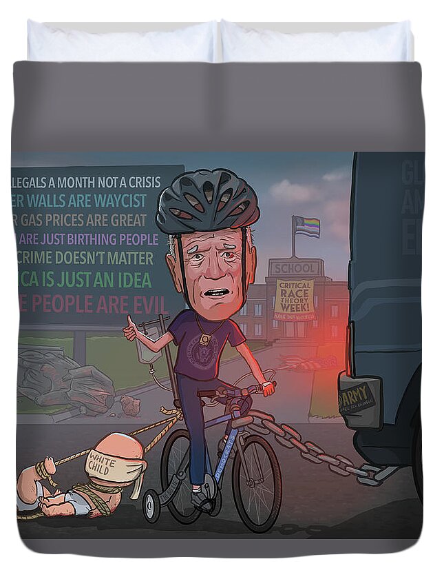 Sleepy Joe Duvet Cover featuring the digital art Bike Ride with Joe Biden by Emerson