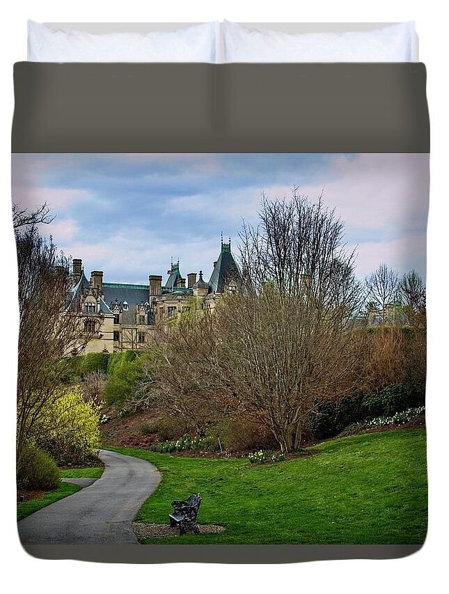Path Duvet Cover featuring the photograph Biltmore House Garden Path by Allen Nice-Webb