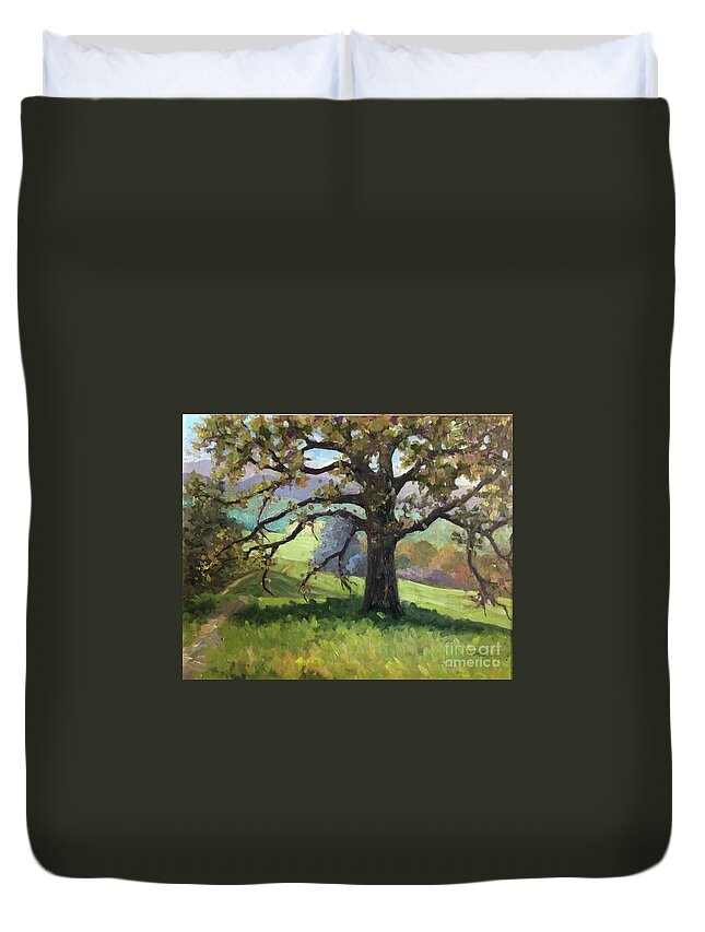 Tree Duvet Cover featuring the painting Biltmore Walking Path by Anne Marie Brown