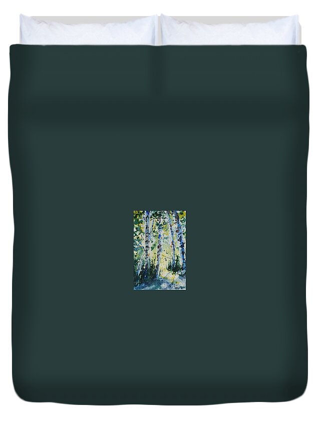 Birch Duvet Cover featuring the painting Birches by Sheila Romard