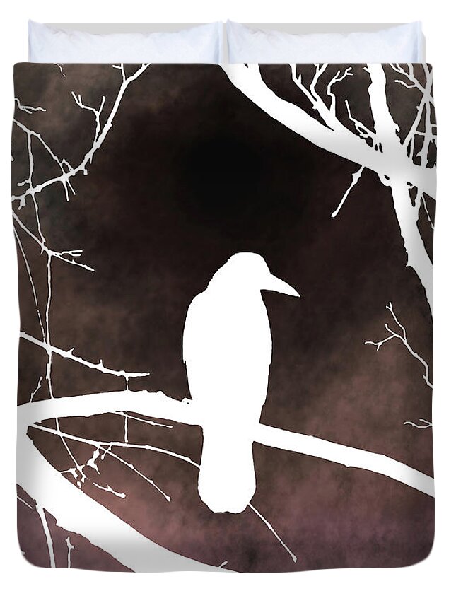 Bird Duvet Cover featuring the digital art Bird 79 Crow Raven by Lucie Dumas