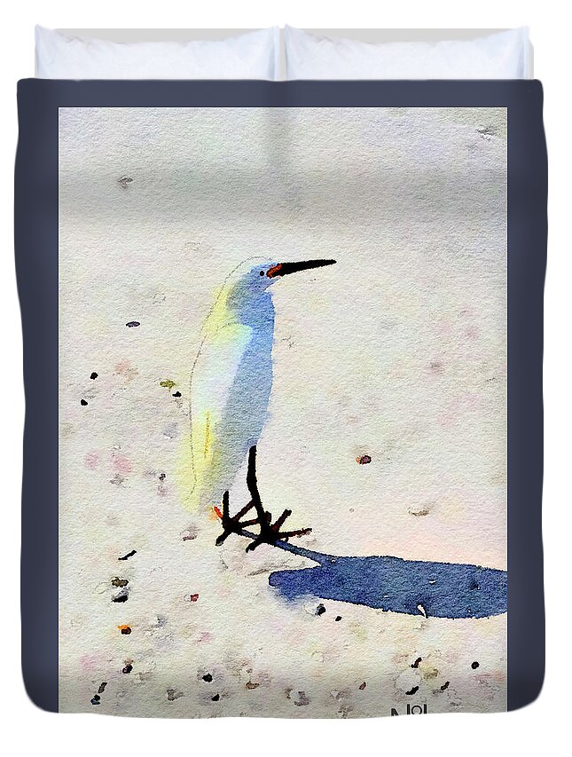Ocean Duvet Cover featuring the digital art Birdie Bird by Nancy Olivia Hoffmann