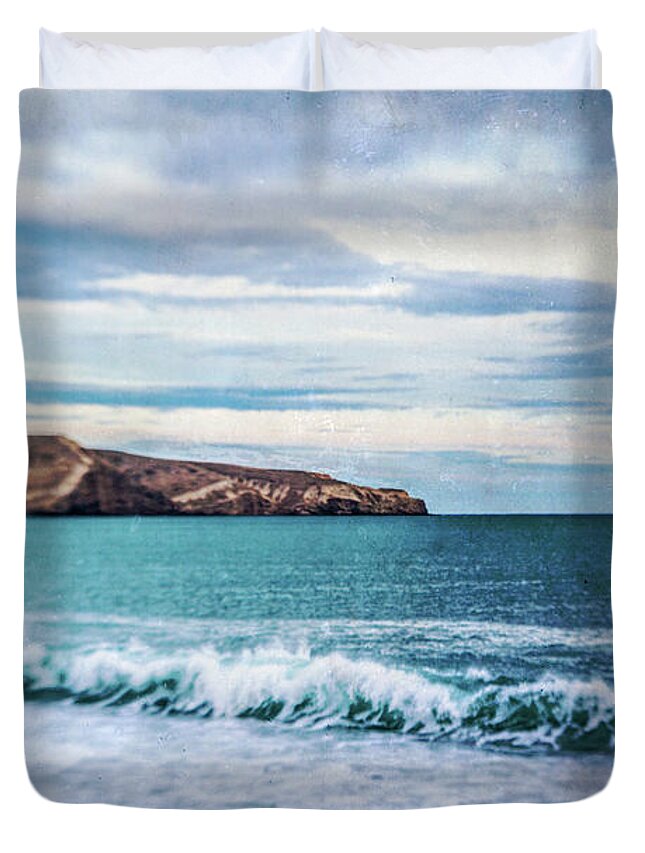 Sky Duvet Cover featuring the photograph Birdlings View by Roseanne Jones