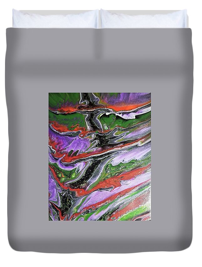 Abstract Duvet Cover featuring the painting Birds Flying by Pour Your heART Out Artworks