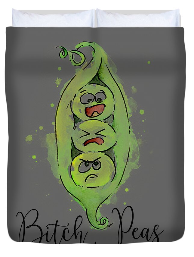 Bitch Peas Funny Vegetable Pun Pea Clipart Vegetable Clip Art Duvet Cover  by Stacy McCafferty - Fine Art America