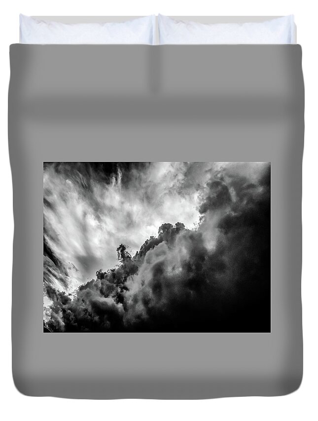 Nature Duvet Cover featuring the photograph Black and white Clouds by Louis Dallara