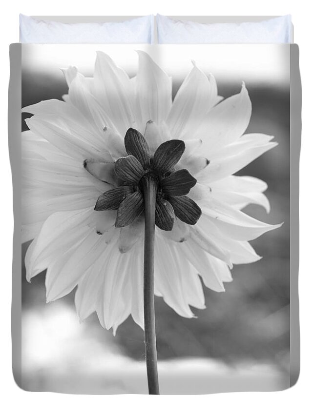 Flower Duvet Cover featuring the photograph Black and White Dahlia 2 by Amy Fose