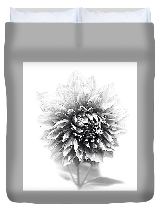 Dahlia Duvet Cover featuring the photograph Black and White Dahlia by Jerry Abbott