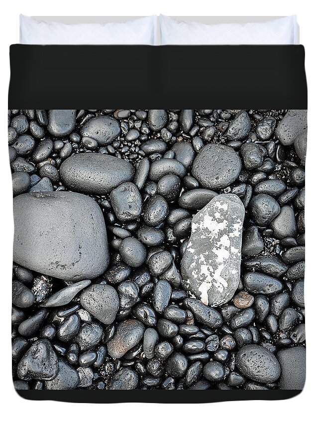 Black Beach Duvet Cover featuring the photograph Black Beach Stones by Craig A Walker